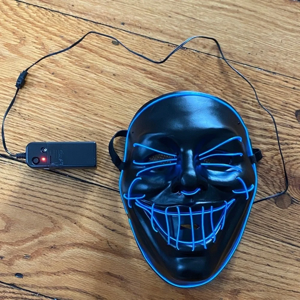 Black LED Mask with Blue Lights